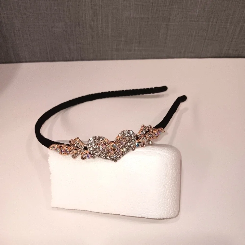 Sparkly Rhinestone Heart Headband Bridal Wedding‎ Guest Glam Fairycore Boho Chic